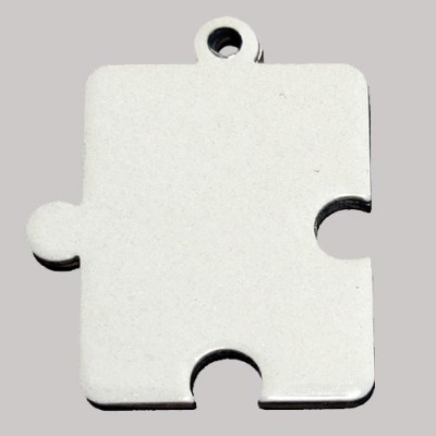 Color puzzle-piece 30x38mm, white-front, stainless-steel back Color puzzle-piece 30x38mm, white-front, stainless-steel back