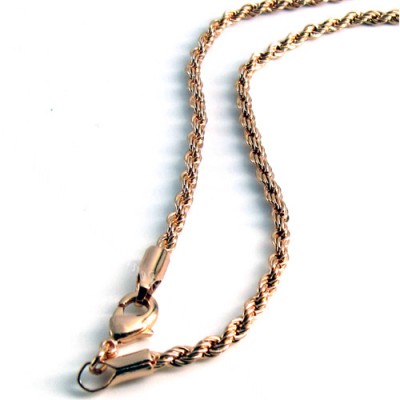 Rope necklace, 2.5mm x 30in, rose gold-plated