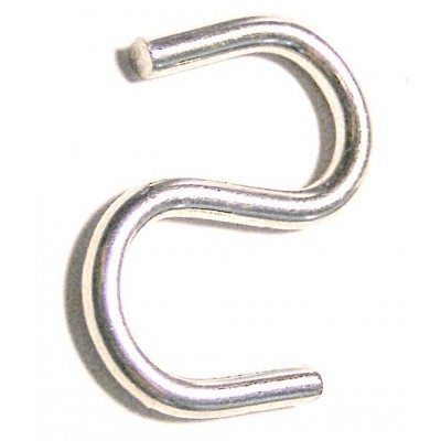 (25-PC pack) S-Hook  (W x L) 15 x 20 mm nickel-plated steel, 1.8 mm wire diam.