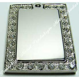 Rectangle, 32x39mm, 2pc, nickel-plated, clear-cubic