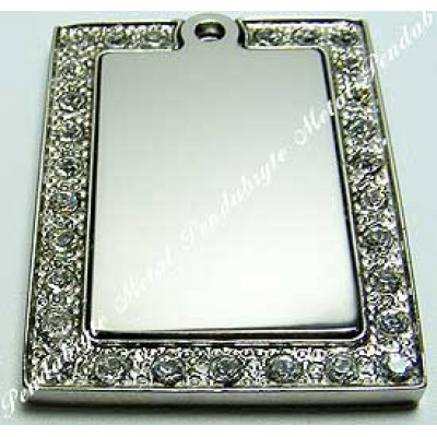 Rectangle, 32x39mm, 2pc, nickel-plated, clear-cubic