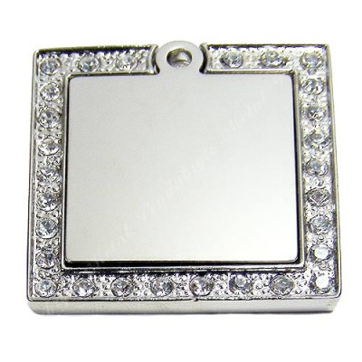 Color Square, Fancy Edge, 2-pc, 34x34mm, nickel-plated, clear-cubic