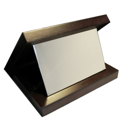 Display Case, Wooden, 110x90 mm with 88x63 mm Engraveable Plate, nickel-plated Display Case, Wooden, 110x90 mm with 88x63 mm Engraveable Plate, nickel-plated