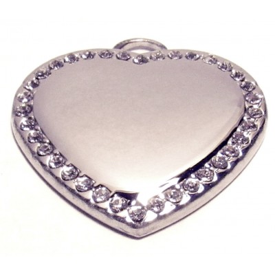 Heart, 33x33mm, polished stainless-steel, clear-cubic
